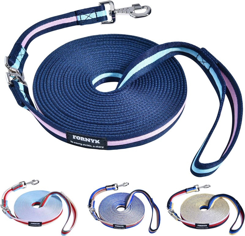 Fornyk Lunge Line for Horse, Premium Equine Lunge Line with Alloy Trigger Buckle and Dual Swivel Snaps for Accurate Equestrian Training, Competition and Daily Use, 26ft/8m (Navy-Pink-Navy) - Image 1